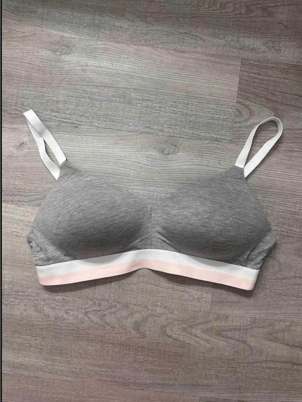 Seamless Grey Wireless Bralette with White Trim - Picture 1 of 2
